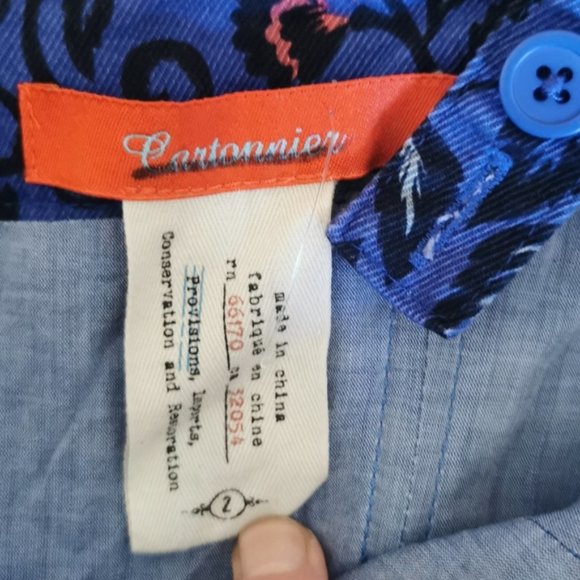 Anthropologie Jumpsuit Cartonnier Blue Mid Summer Belted 2 - Picture 4 of 10